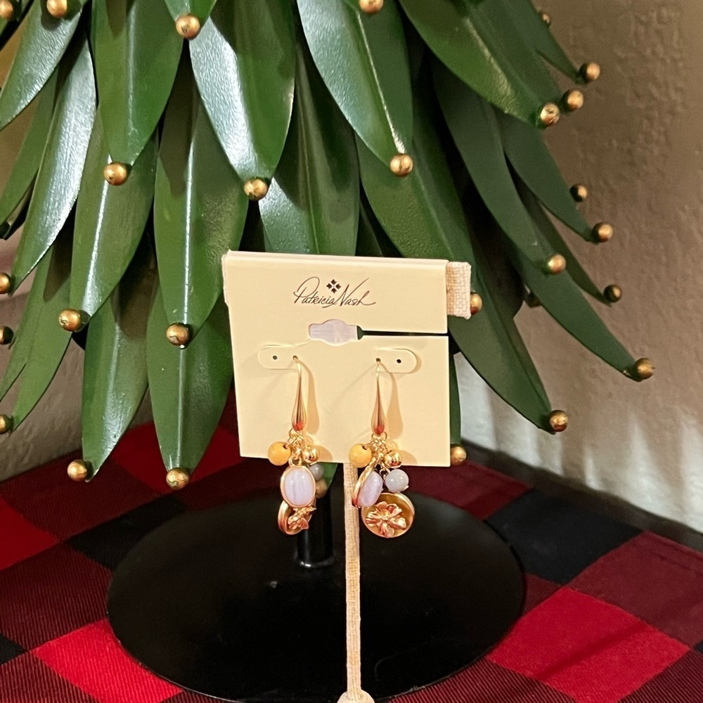 Patricia Nash Gold and Pink Dangle Earrings